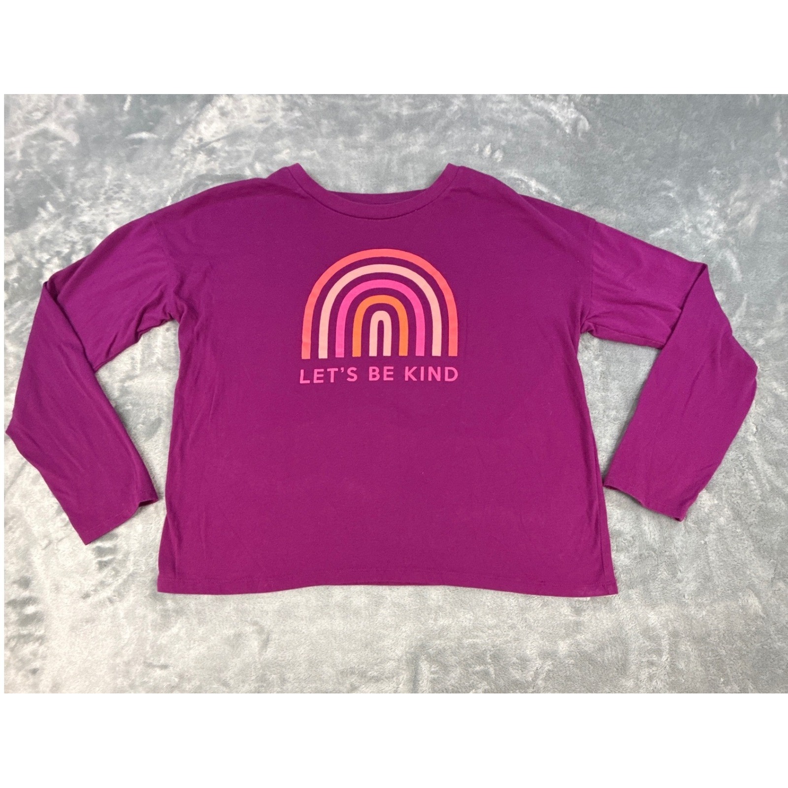 Thereabouts Girls Purple Let's Be Kind Rainbow Long Sleeve Tee 3xl T-Shirt